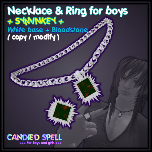[CS] : + SYMINKEY + Necklace and ring White & Boodstone