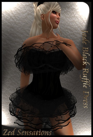 265 Zed Sensations*.Jade Black Ruffle Dress