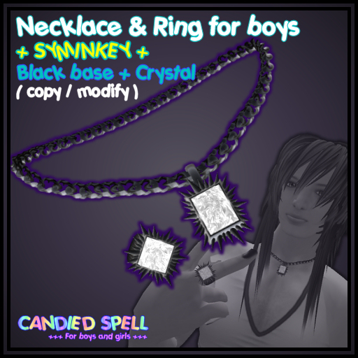 [CS] : + SYMINKEY + Necklace and ring Black & Crystal