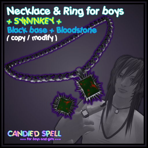 [CS] : + SYMINKEY + Necklace and ring Black & Bloodstone