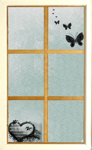 White window with stencils texture