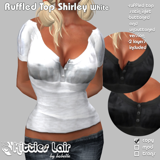 *KL* Ruffled Top Shirley White