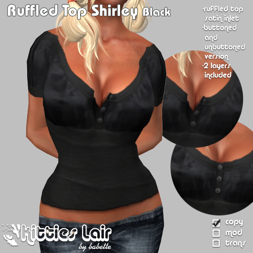 *KL* Ruffled Top Shirley Black