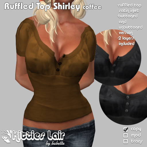 *KL* Ruffled Top Shirley Coffee