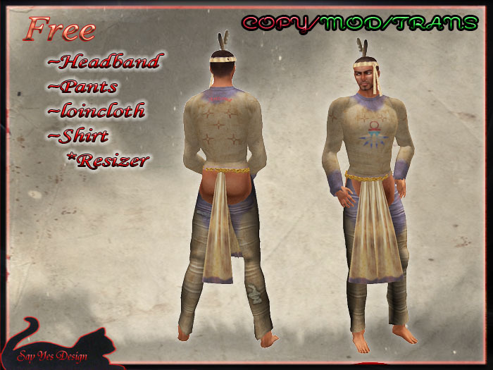Second Life Marketplace - *SY* Men Native FREE outfit [Nr. 1400 Parcel]