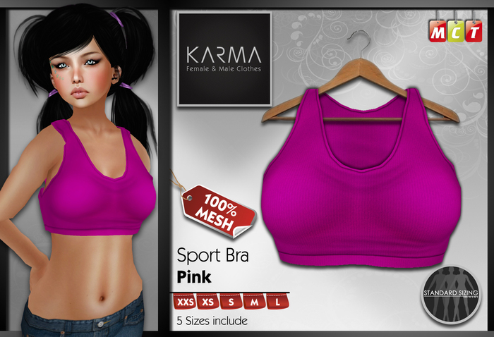 Karma - Pink - Mesh Sport Bra - 5 Sizes include
