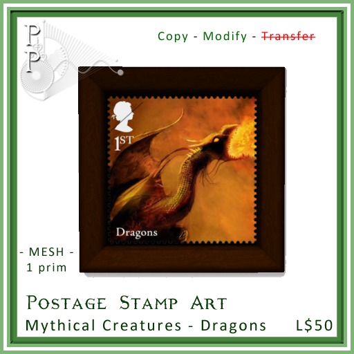 Postage Stamp Art - Mythical: Dragons