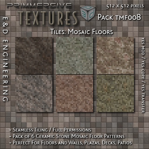 Second Life Marketplace - [TMF008] 6 Clean ceramic mosaic tile pattern ...