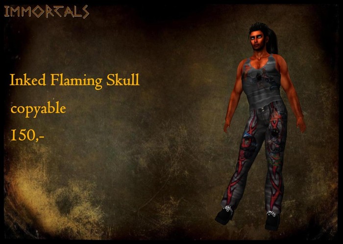 IMMORTALS Inked Flaming Skull