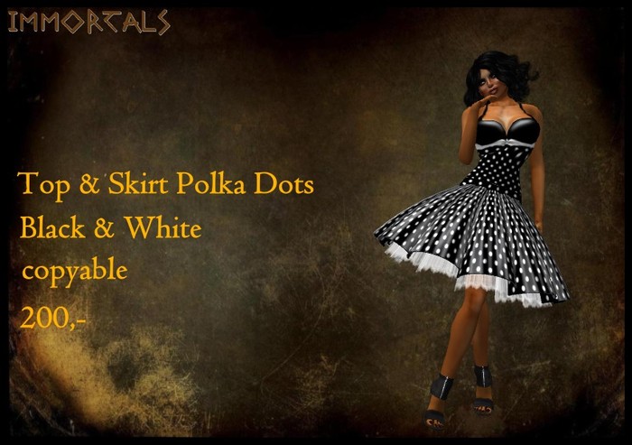 IMMORTALS Top & Skirt Polka Dots Black & White