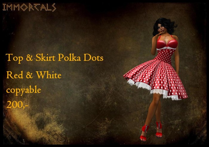 IMMORTALS Top & Skirt Polka Dots Red & White