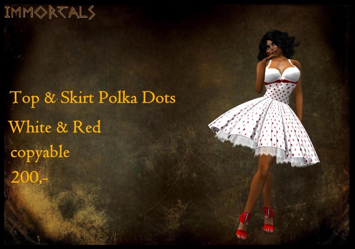 IMMORTALS Top & Skirt Polka Dots White & Red
