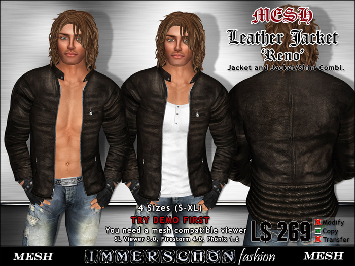 Immerschoen Man - MESH Leather Jacket 'Reno' DEMO