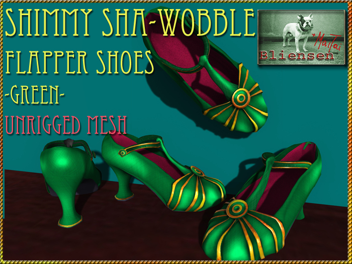 Bliensen + MaiTai - Shimmy Sha-Wobble - Flapper Shoes - Green