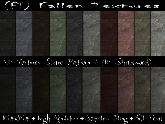 (FT) Fallen FULL PERM Textures Slate Floor or Wall Pattern 1 20 Textures with shading