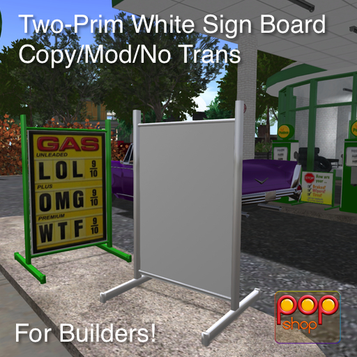 [pop shop] 2-Prim White Sign Board