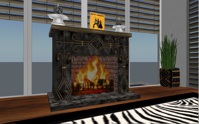 Ornimential Black Marble Fireplace