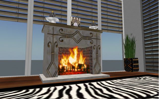 Ornimental  White Marble Fireplace