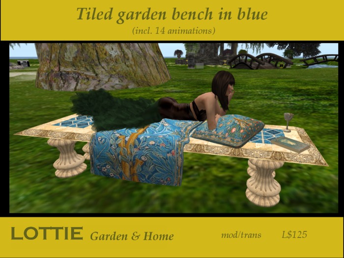 * LOTTIE Tiled Garden Bench Blue 