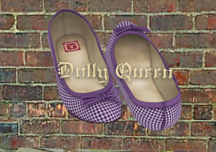 **Dolly Queen** Houndstooth Mesh Ballet Flats (Grape)