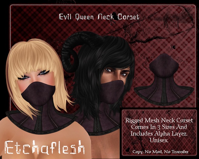 [Etchaflesh] Evil Queen RIGGED MESH Neck Corset