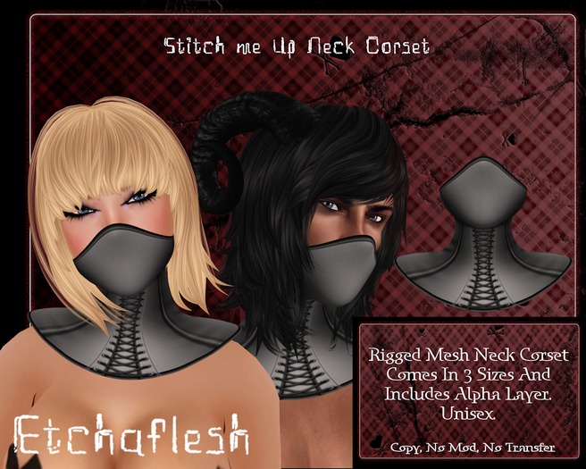 [Etchaflesh] Stitch Me Up RIGGED MESH Neck Corset
