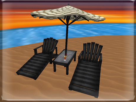 Second Life Marketplace Bnb Mission Patio Set Black Tan Polka Dot