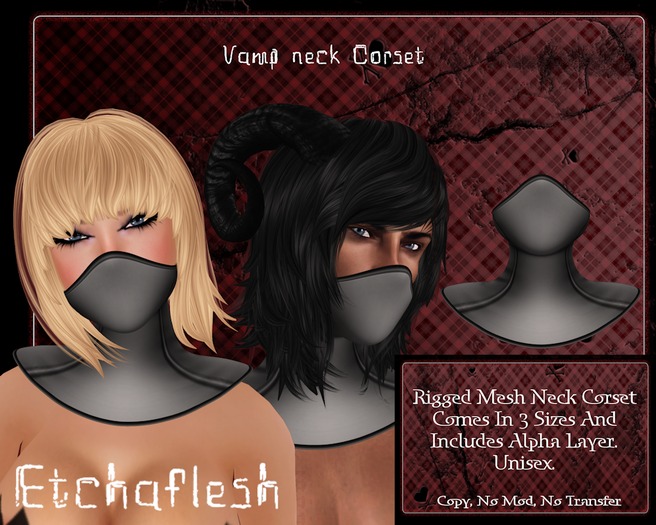 DEMO [Etchaflesh] Vamp RIGGED MESH Neck Corset