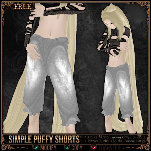 [FREE]&[Mesh] =^.^= Curious Kitties - Simple Puffy Shorts