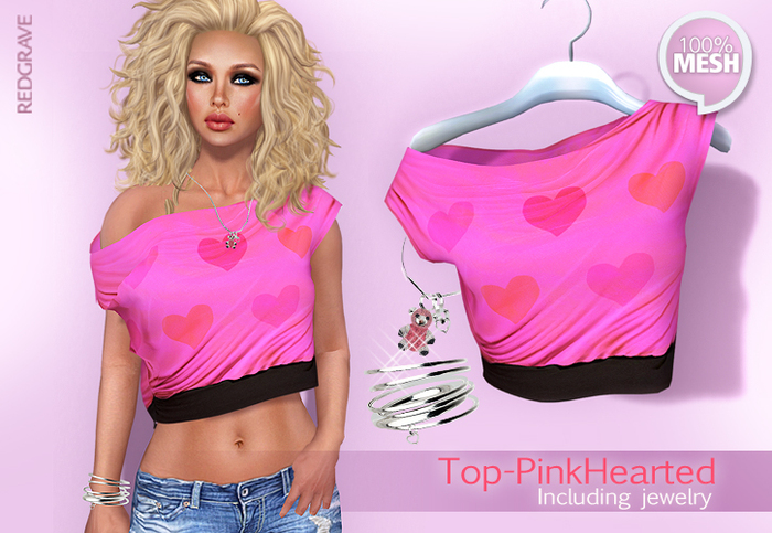 !MESH - Top - PinkHearted- REDGRAVE