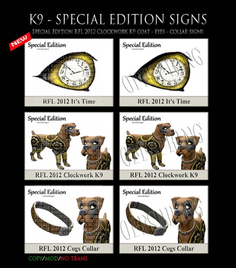 Special Edition RFL 2012 Clockwork K9 Signs