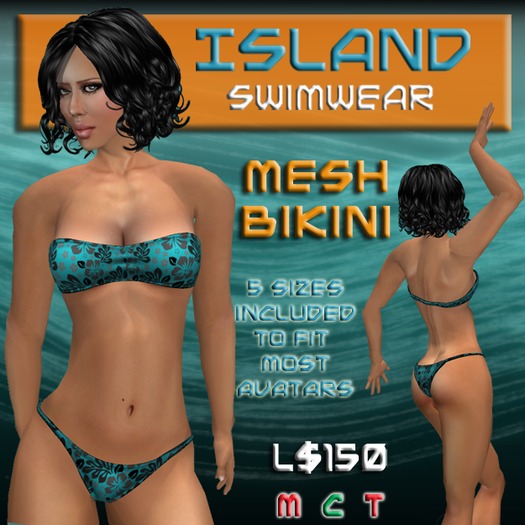 Blue/Gray Hibiscus Mesh Bikini
