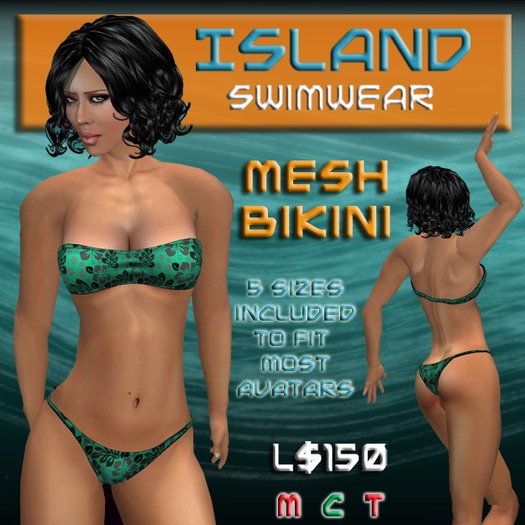 Green/Gray Hibiscus Mesh Bikini