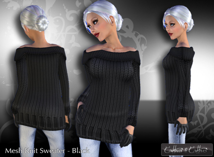 !!Cattiva Off Shoulder Sweater - Black