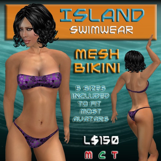 Purple/Gray Hibiscus Mesh Bikini