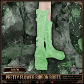 [Mesh] =^.^= Curious Kitties - Pretty Flower Ribbon Boots - Green