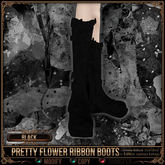 [Mesh] =^.^= Curious Kitties - Pretty Flower Ribbon Boots - Black