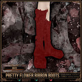 [Mesh] =^.^= Curious Kitties - Pretty Flower Ribbon Boots - Red