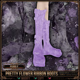 [Mesh] =^.^= Curious Kitties - Pretty Flower Ribbon Boots - Purple
