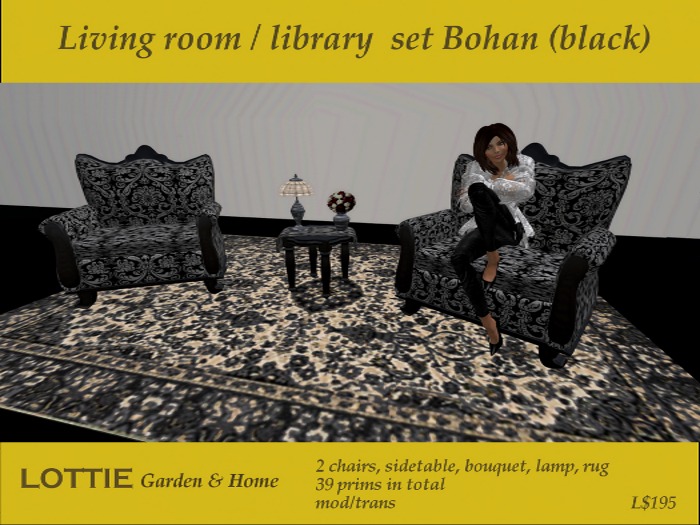 * LOTTIE Living room set Bohan black (boxed)