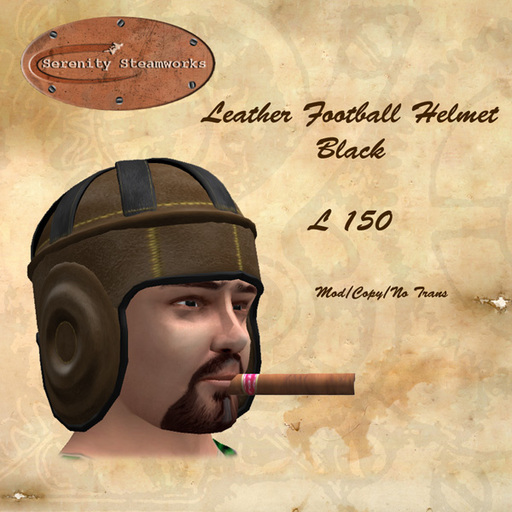 Leather Football Helmet - Black