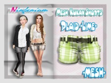 <-NINFANIUM->-MESH-Kukan Shorts PLAID{LIME}