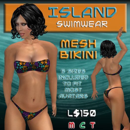 Bright Multi-colored Hibiscus Mesh Bikini