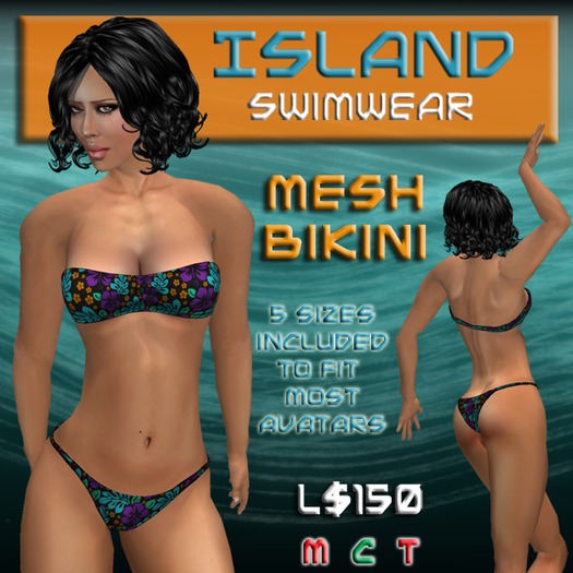 Dark Multi-colored Hibiscus Mesh Bikini