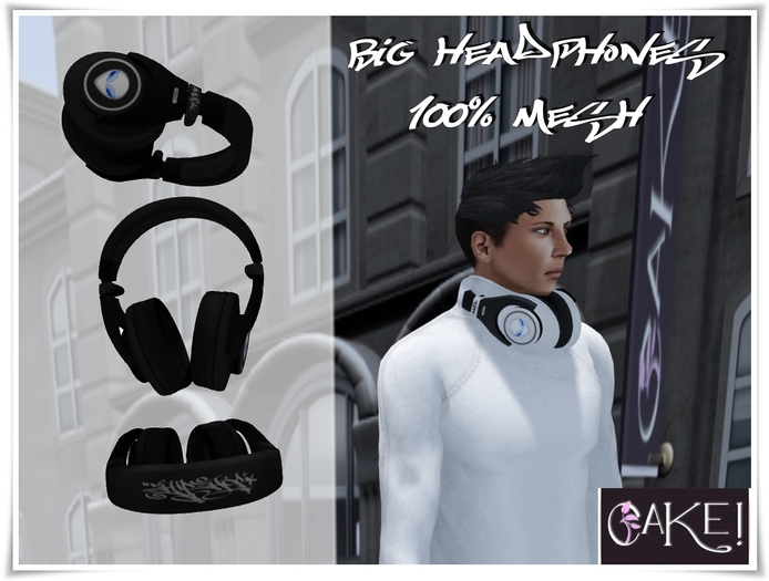 [>CaKe!!<]]-Big headphones Mesh-Black
