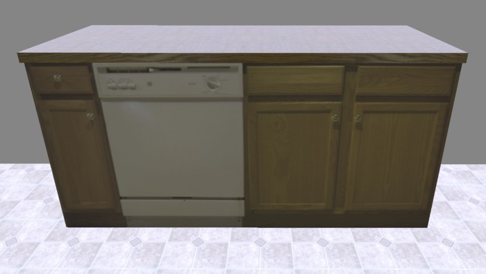 Kitchen Counter W/ Dishwasher & Cabinets