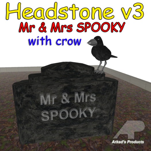 Arkad's Halloween Headstone v3 w/ crow