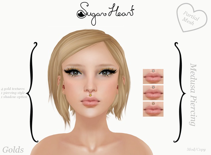 {Sugar Heart} Mesh Medusa Piercing - Golds