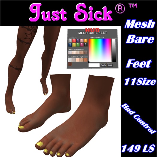 Just Sick Female Mesh Flat Bare Feet