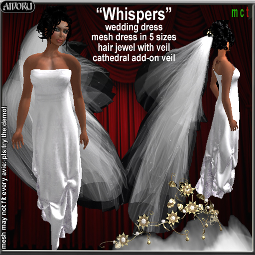 AIDORU whisper bride wedding dress white brocade and veils